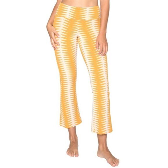 Seea Pants - SEEA Pants Womens Small Mustard White Bell Pant Flare Stretch Made USA 7Y65-AREA